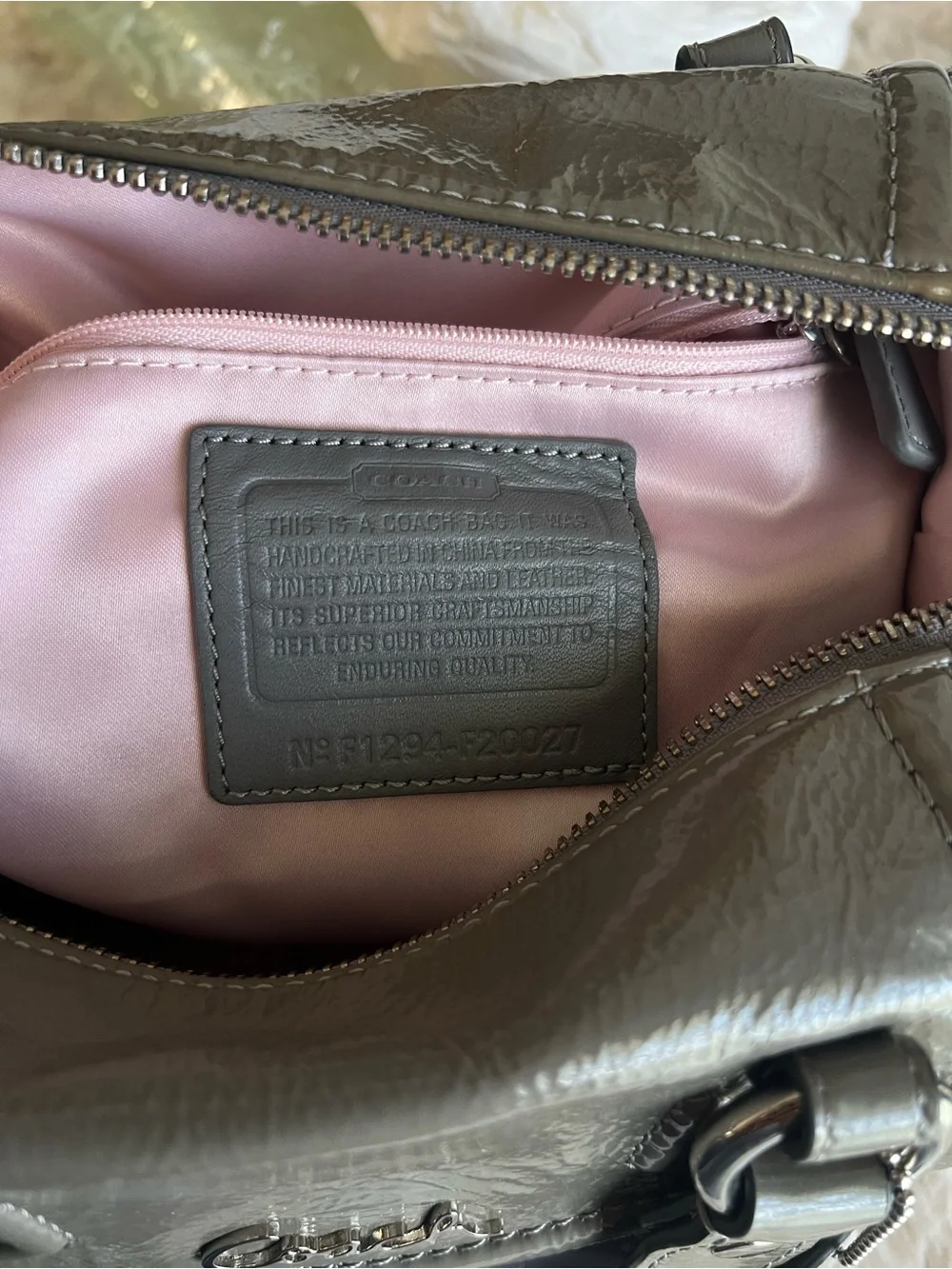 Coach Ashley Gray Satin Signature Satchel